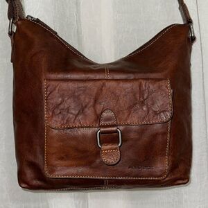 Rare Jack Georges Medium Brown Genuine Leather Vintage Messenger Crossbody Bag